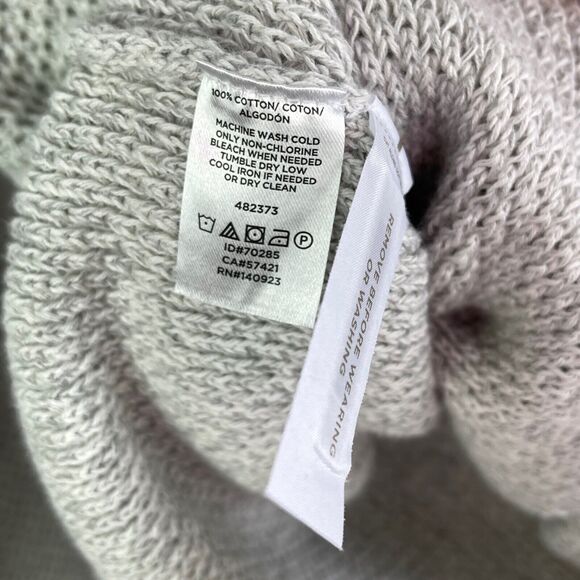 Loft Grey Long Sleeve Cotton Button Crew Neck Knit Sweater Women's Sz L - Picture 7 of 9